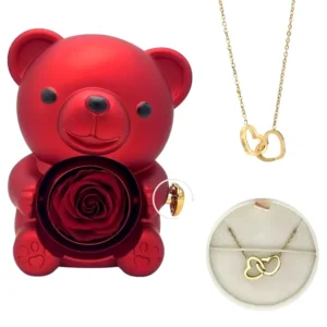 🌹 ours rose Éternelle avec collier