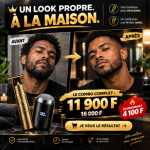 Pack Duo Barbier : Tondeuse Vintage Dorée + Mini Rasoir Digital